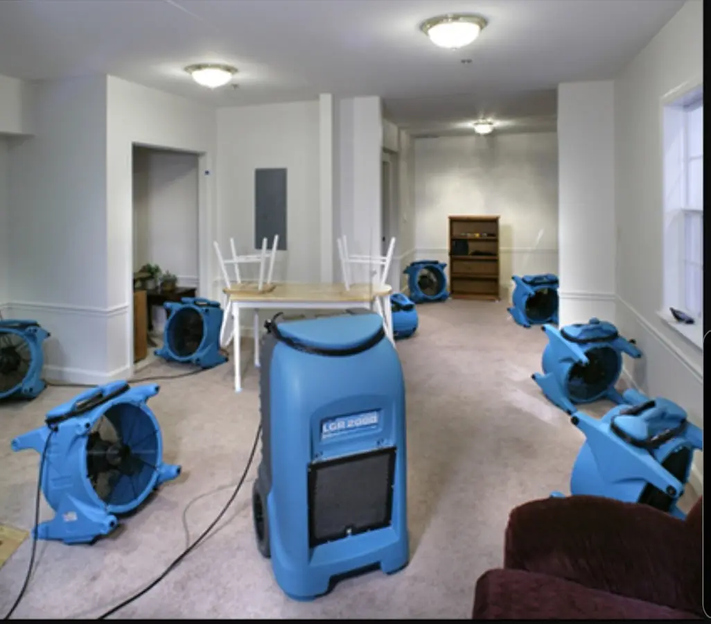 Air movers and dehumidifier setup for Water Extraction & Removal in Ocean Springs